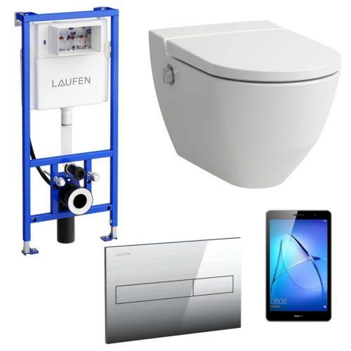 Akční balíček Laufen NAVIA závěsné WC + podomítkový modul + WC tlačítko chrom matné + tablet Laufen