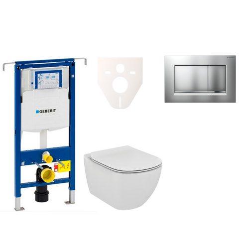 Závěsný set WC Ideal Standard TESI Rimless + modul Geberit Duofix Speciál s tlačítkem Sigma 30 (chrom mat/lesk 111.355.00.5 NE7 Ideal Standard