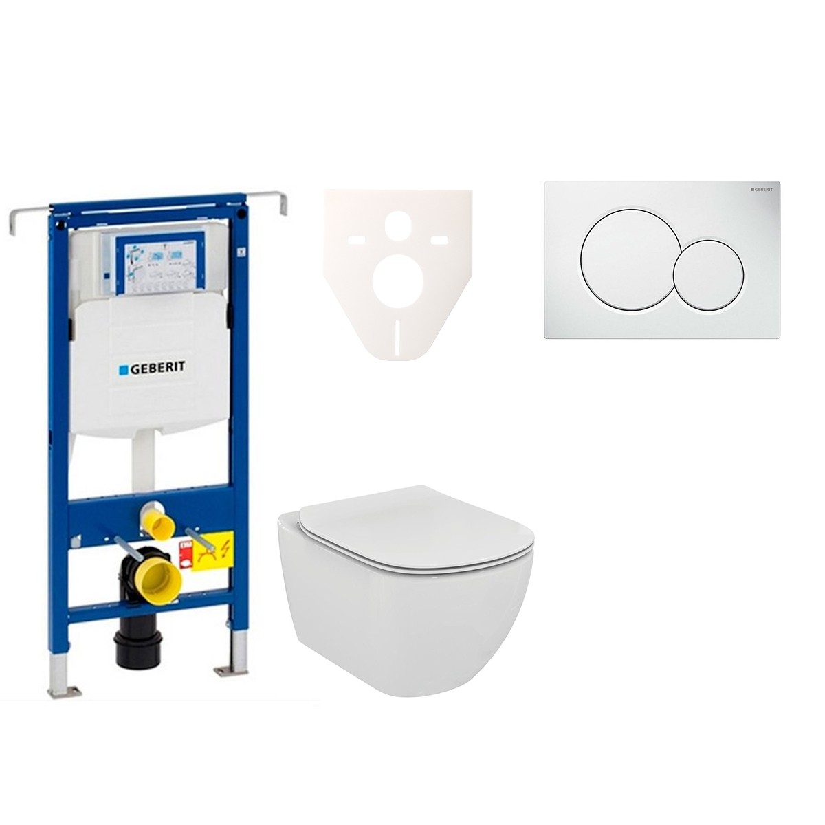 Závěsný set WC Ideal Standard Tesi + modul Geberit Duofix Speciál s tlačítkem Sigma 01 (bílé) 111.355.00.5 NF1 Ideal Standard