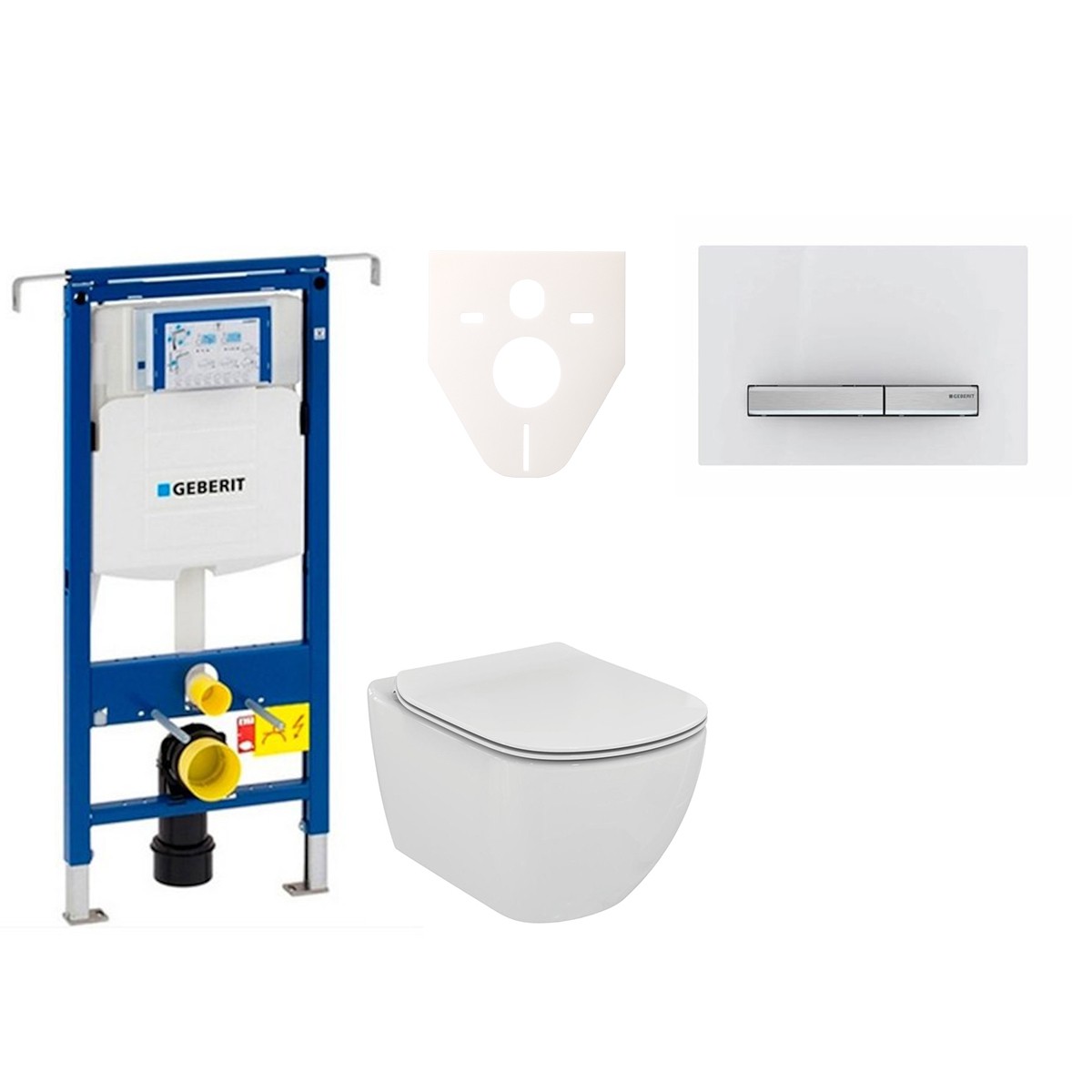 Závěsný set WC Ideal Standard Tesi + modul Geberit Duofix Speciál s tlačítkem Sigma 50 (alpská bílá) 111.355.00.5 NF8 Ideal Standard