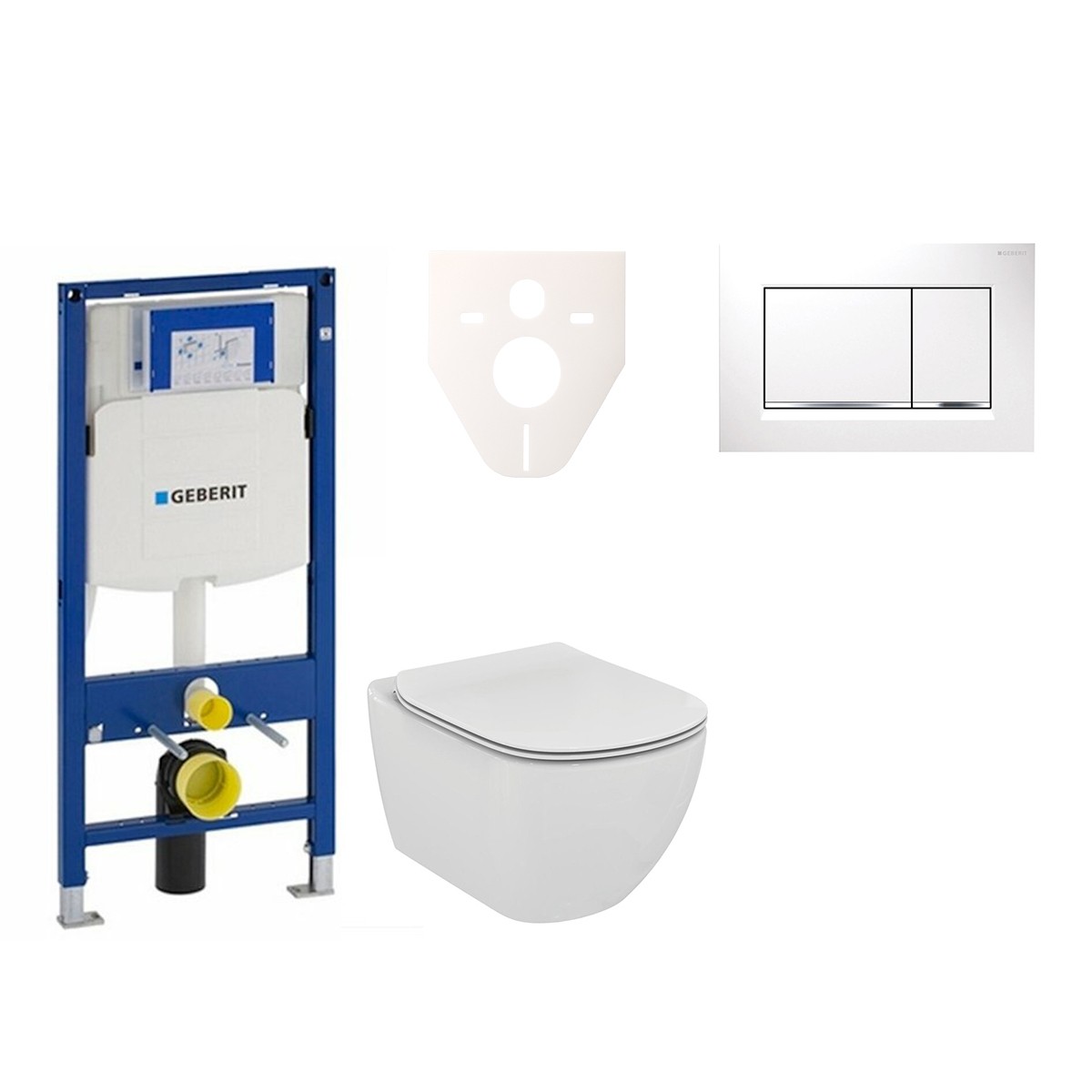 Závěsný set WC Ideal Standard Tesi + modul Geberit Duofix s tlačítkem Sigma 30 (bílá/chrom lesk) 111.300.00.5 NF5 Ideal Standard