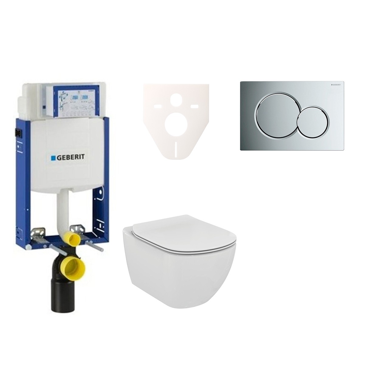 Závěsný set WC Ideal Standard Tesi + modul Geberit Kombifix s tlačítkem Sigma 01 chrom 110.302.00.5 NF2 Ideal Standard