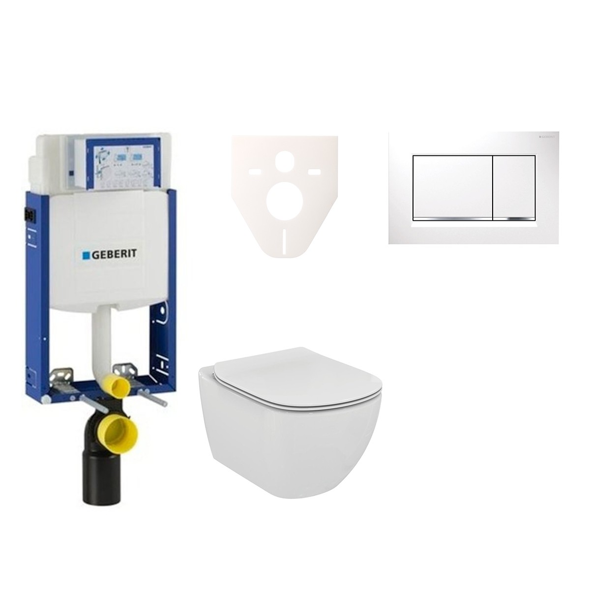 Závěsný set WC Ideal Standard Tesi + modul Geberit Kombifix s tlačítkem Sigma 30 (bílá/chrom lesk) 110.302.00.5 NF5 Ideal Standard