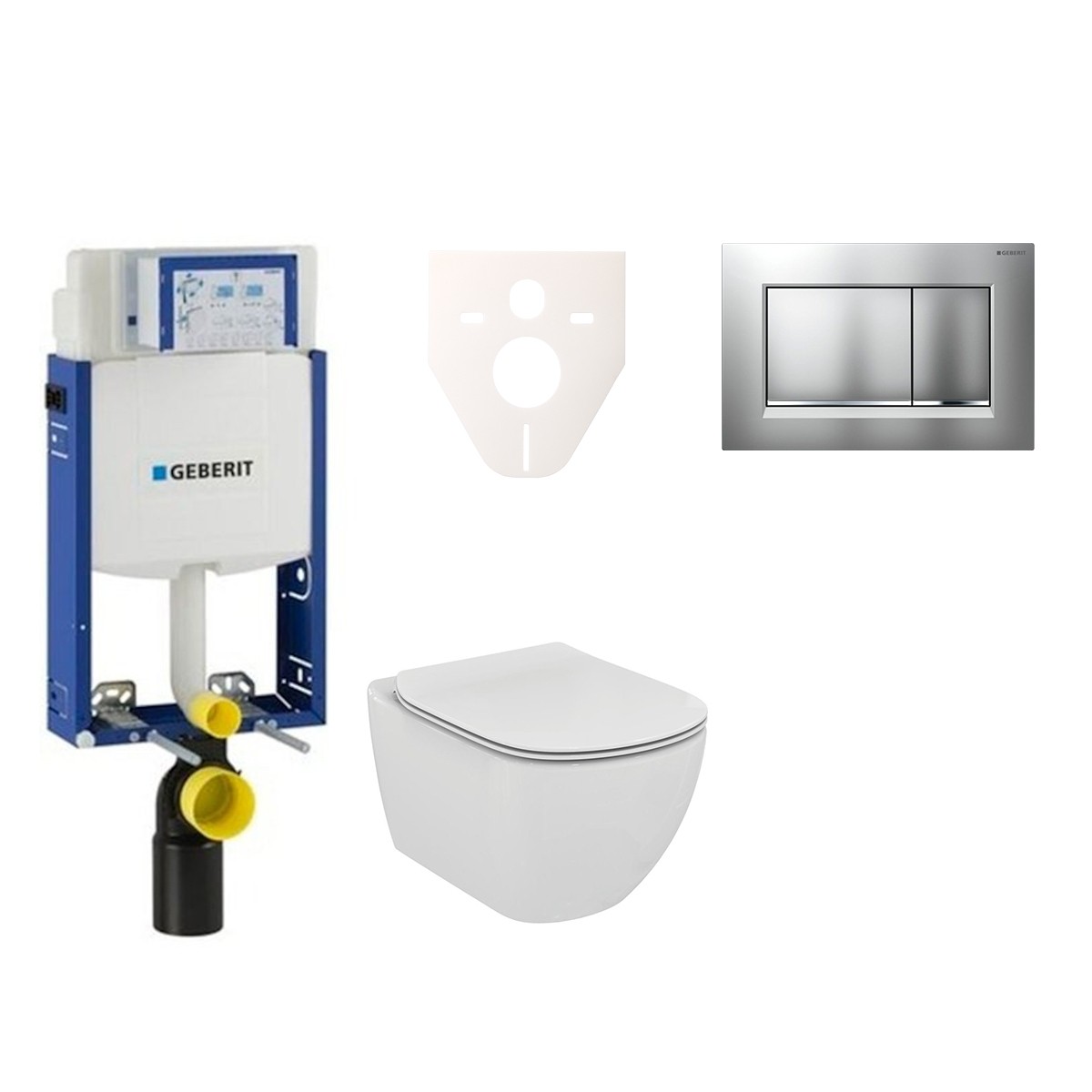 Závěsný set WC Ideal Standard Tesi + modul Geberit Kombifix s tlačítkem Sigma 30 (chrom mat/lesk) 110.302.00.5 NF7 Ideal Standard