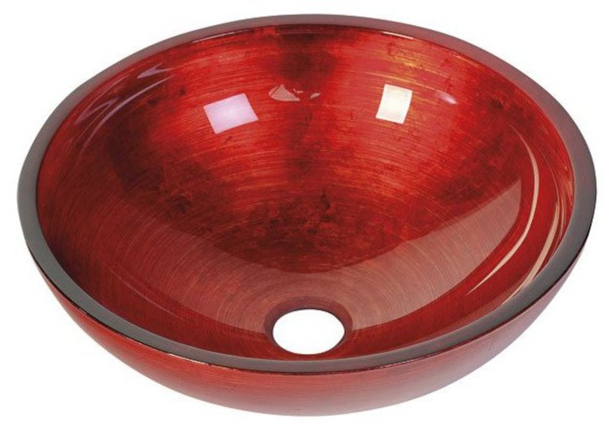 MURANO ROSSO IMPERO skleněné umyvadlo kulaté 40x14 cm