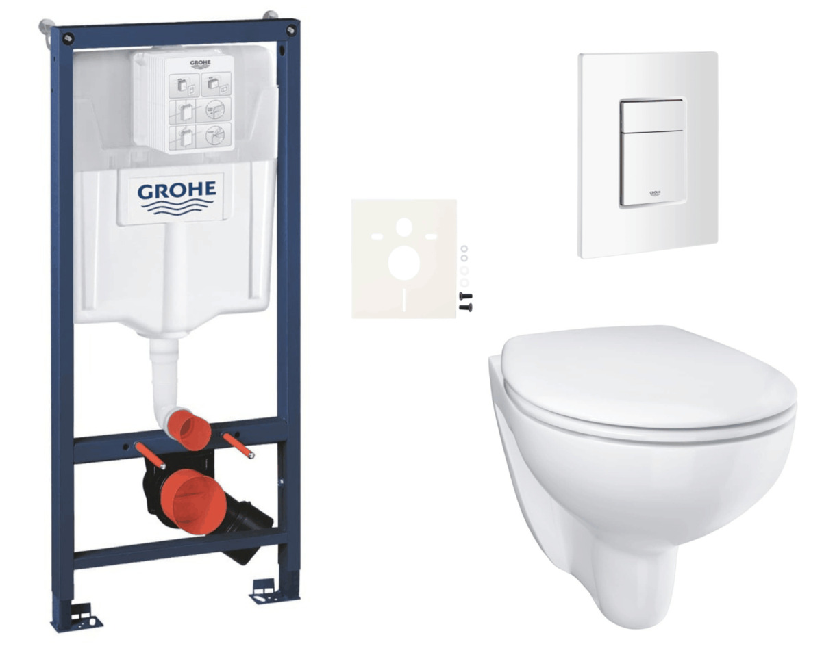 Závěsný wc set do lehkých stěn / předstěnová montáž Grohe Bau Ceramic SIKOGRSBAUSCSH0 Grohe